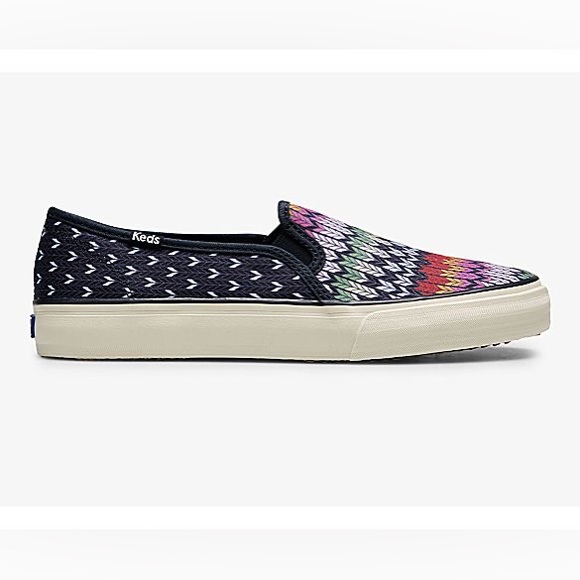 NEW Keds Double Decker Fair Isle Slip on sneakers size WM 11 Navy - Picture 2 of 13